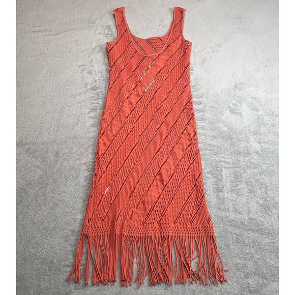 Seafolly Swim Coverup Dress Womens Small Marrakesh Cinnamon Stretchy Fringe New - Picture 2 of 11